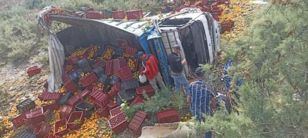 انقلاب شاحنة برتقال يخلف جريحا بضواحي تاونات (صور)